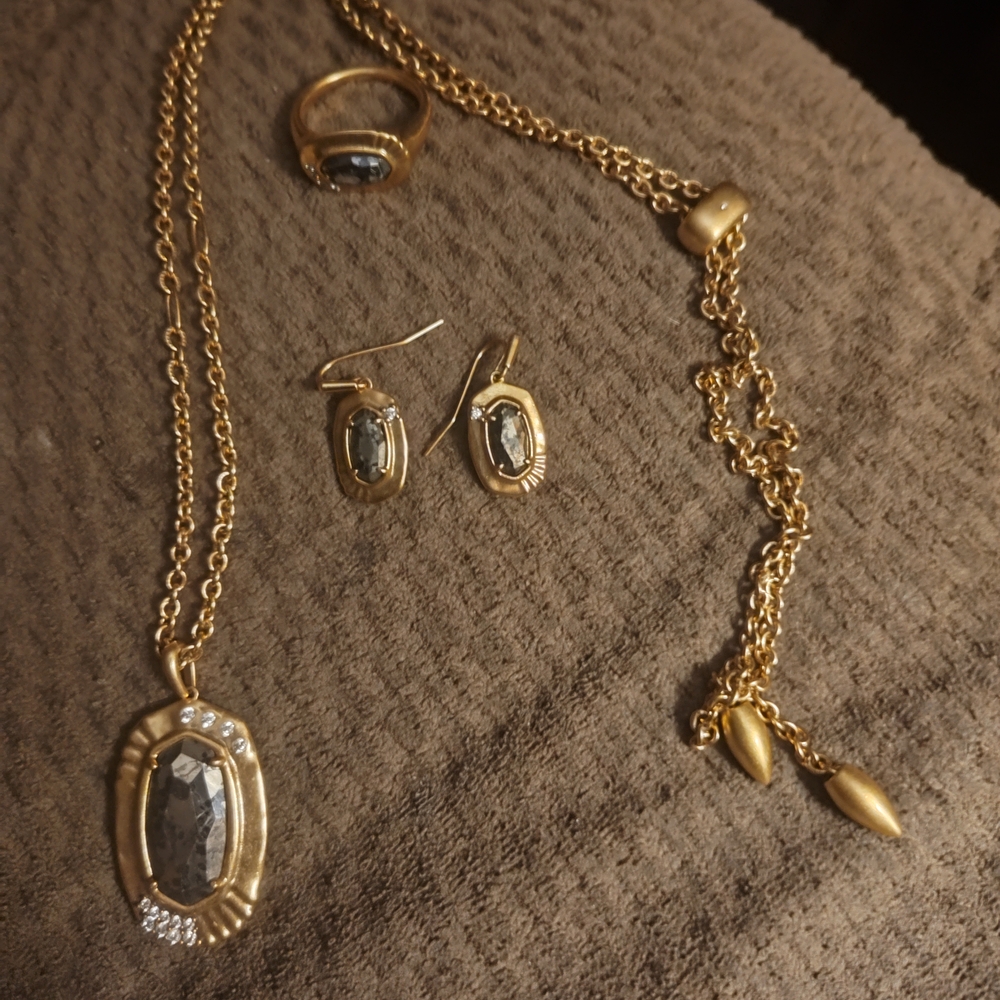 Kendra Scott Gold Necklace with Gray Stone